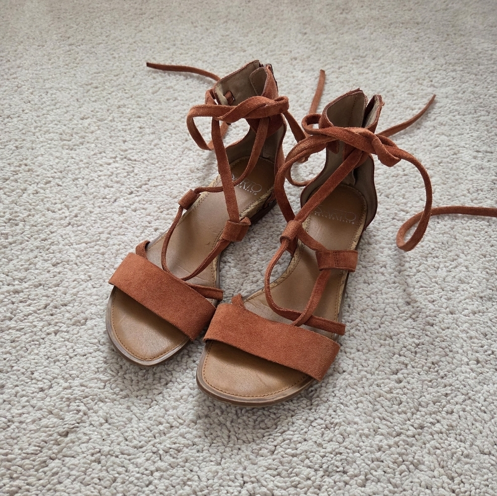 Franco Sarto Orange Gladiator Suede Tie Sandal Size 5.5